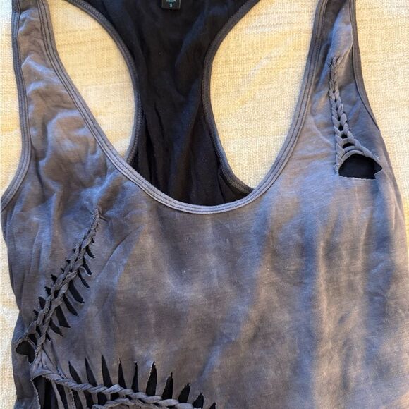 Cecilia De Buccourt Distressed Racer Back Grey Tie Dye Tank Top. Cotton. - Picture 2 of 7